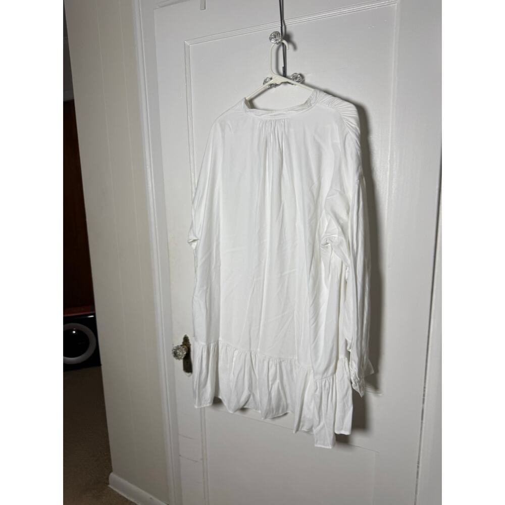 Elizabeth and James XL White Oversized Ruffle Hem Tunic Shirt Dress - Picture 6 of 6